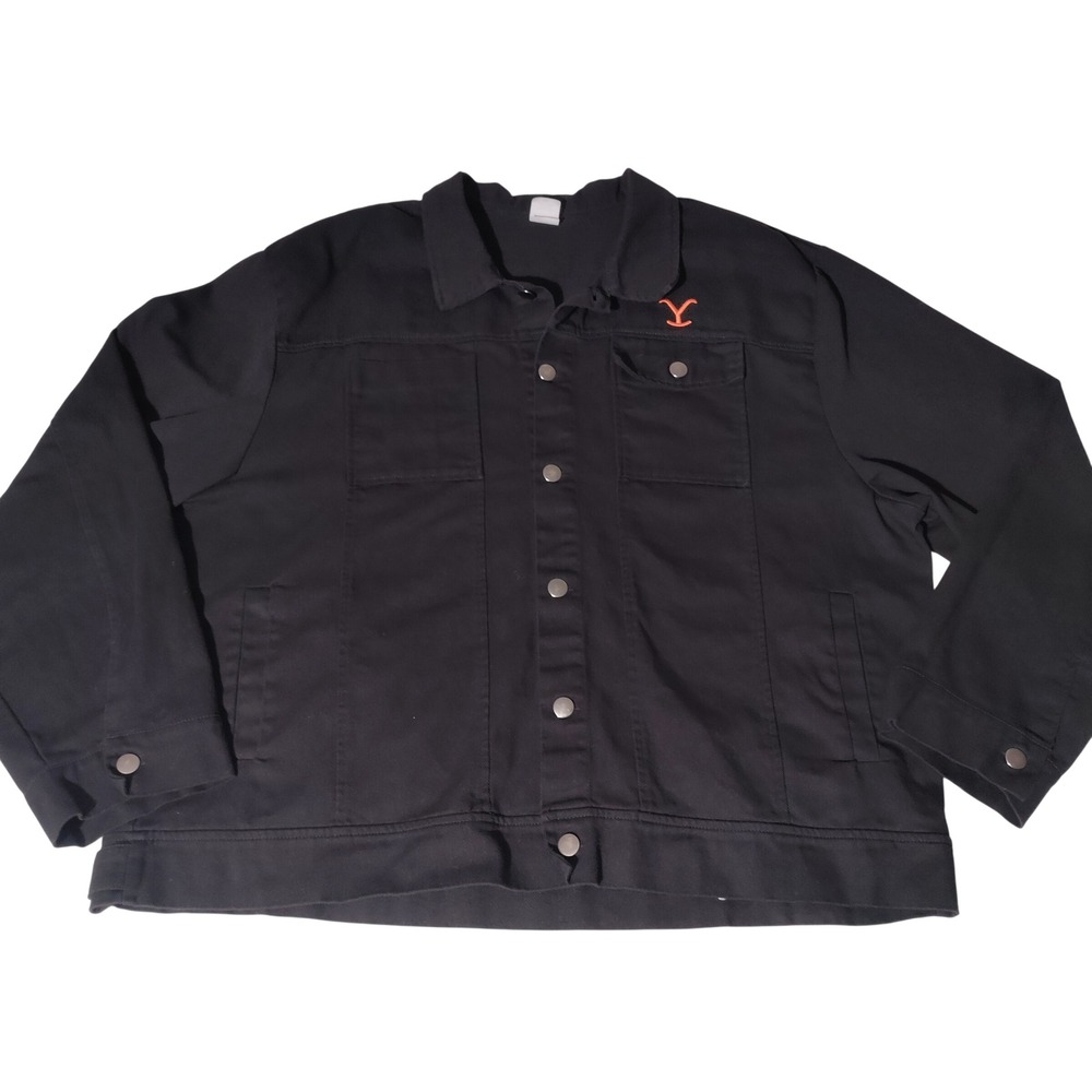 Yellowstone Dutton Ranch Spirit Black Cotton Snap Front Trucker Jacket XXL